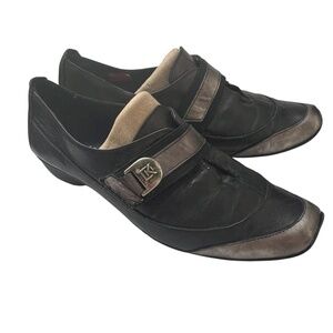 DorKing by Fluchos Slip on Shoes Size 40 Black Silver Hook & Loop Strap Spain